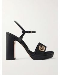 Gucci - Embellished Leather Platform Sandals - Lyst