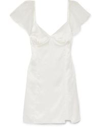 MaisonCléo Christine Georgette-trimmed Silk-satin Mini Dress - White