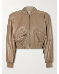 Chloé - Cropped Leather Bomber Jacket - Lyst