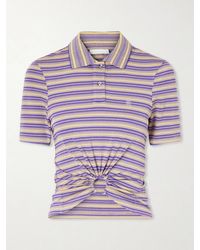 Rabanne - Embellished Striped Woven Polo Shirt - Lyst