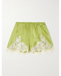 Doen - Iona Lace-Trimmed Silk-Satin Shorts - Lyst