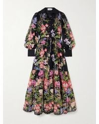 Charo Ruiz - Lotus Floral-Print Cotton-Blend Voile Maxi Shirt Dress - Lyst