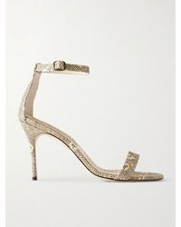 Manolo Blahnik - Chaos 90 Snake-Effect Leather Sandals - Lyst