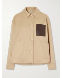 Loewe - Anagram-Embossed Leather-Trimmed Cotton-Gabardine Jacket - Lyst
