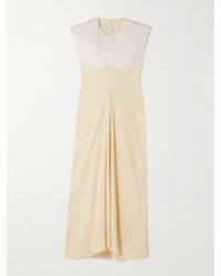 Carven - Two-Tone Pleated Cotton-Blend Twill Maxi Dress - Lyst
