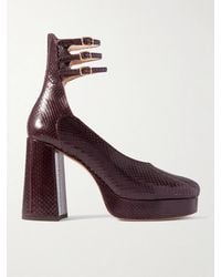 Chloé - Loti Snake-Effect Leather Platform Pumps - Lyst