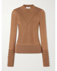 Rabanne - Ribbed Embellished Wool And Silk-Blend Sweater - Lyst