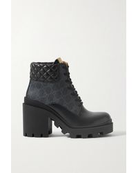Gucci Trip 70 Gg-monogram Quilted-leather Ankle Boots - Black