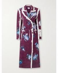 Erdem - Double-Breasted Floral-Print Satin Coat - Lyst