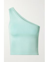 Calle Del Mar Cropped One-shoulder Stretch-knit Top - Blue