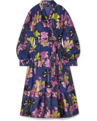 Stine Goya Niki Floral-jacquard Wrap Dress - Blue