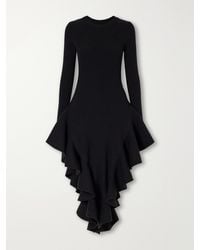Alaïa - Ruffled Ribbed Wool-Blend Midi Dress - Lyst