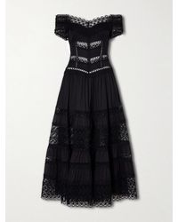 Charo Ruiz - Amaira Embroidered Lace-Trimmed Cotton-Blend Maxi Dress - Lyst