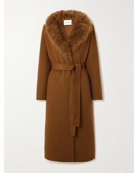 Yves Salomon - Mantel Aus Einer Woll-Kaschmirmischung Mit Shearling-Besatz Und Bindegürtel - Lyst