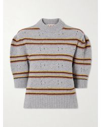 Marni - Cropped Striped Open-Knit Cashmere Sweater - Lyst