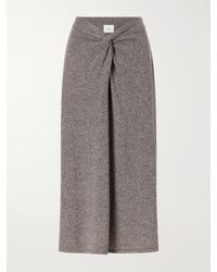 The Elder Statesman - Knotted Marl Knitted Cashmere Midi Skirt - Lyst