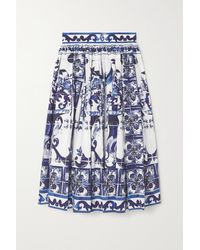 Dolce & Gabbana Printed Cotton-poplin Midi Skirt - Blue