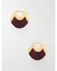 KHAITE - Lotus-Plated And Suede Drop Earrings - Lyst