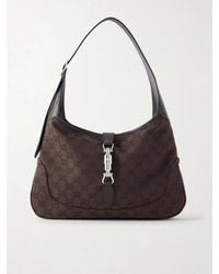 Gucci - Jackie 1961 Gg Supreme-Jacquard Leather-Trimmed Canvas Shoulder Bag - Lyst