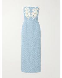 Rodarte - Appliquéd Sequin-Embellished Lace-Trimmed Denim Midi Dress - Lyst