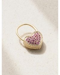 Yvonne Léon - Créole Cadenas Coeur 9-Karat Sapphire Single Earring - Lyst