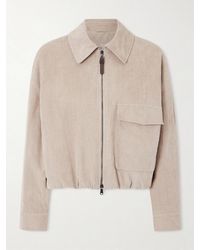 Brunello Cucinelli - Embellished Padded Cotton-Blend Corduroy Bomber Jacket - Lyst
