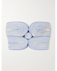 ANDRES OTALORA - Baia Cutout Embroidered Linen Bustier Top - Lyst