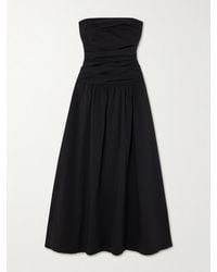St. Agni - Strapless Tie-Back Crinkled Cotton-Blend Maxi Dress - Lyst