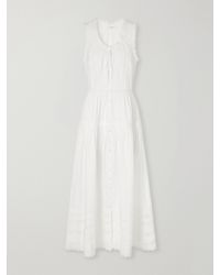 Doen - Hortense Pintucked Embroidered Organic Cotton Midi Dress - Lyst