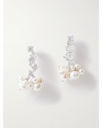 Completedworks - Rhodium-Plated Recycled Pearl And Crystal Earrings - Lyst