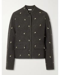 Rier - Walker Floral-Embroidered Felted Wool-Fleece Jacket - Lyst