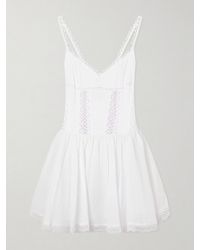 Charo Ruiz - Gardenia Lace-Trimmed Cotton-Blend Poplin Mini Dress - Lyst