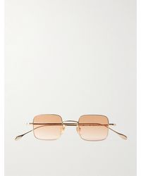 Gucci - Goldfarbene Sonnenbrille Mit Eckigem Rahmen - Lyst