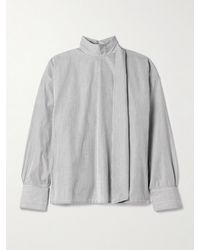 Maria McManus - Scarf-Detailed Striped Organic Cotton-Poplin Blouse - Lyst