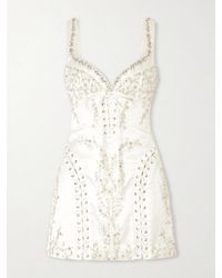 Clio Peppiatt - Bridal Brigette Embellished Lace-Up Satin Mini Dress - Lyst
