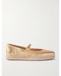 Gianvito Rossi - Elda Metallic Leather Espadrille Mary Jane Flats - Lyst