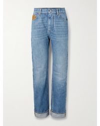 Bottega Veneta - Suede-Trimmed High-Rise Straight-Leg Organic Jeans - Lyst