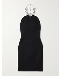 Area - Embellished Wool-Twill Halterneck Mini Dress - Lyst