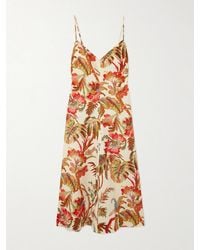 Cara Cara - Mae Floral-Print Linen Midi Dress - Lyst