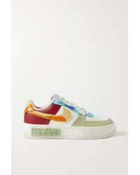 Nike Air Force 1 Fontanka Faux Suede-trimmed Leather Sneakers - White