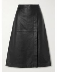 JOSEPH - Sevres Wrap-Effect Leather Midi Skirt - Lyst