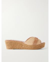 Jimmy Choo - Leda 50 Leather-Trimmed Raffia Platform Espadrilles - Lyst