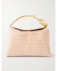 Erdem - Bloom Midi Embellished Croc-Effect Leather Shoulder Bag - Lyst