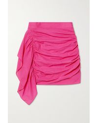 RHODE Hannah Draped Ruched Cotton-voile Mini Skirt - Pink