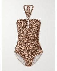 Zimmermann - Wanderlust Cutout Ruched Leopard-Print Swimsuit - Lyst