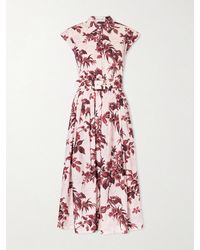 Cara Cara - Octavia Belted Pleated Floral-Print Cotton-Poplin Midi Shirt Dress - Lyst