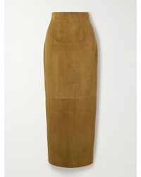 KHAITE - Loxley Suede Maxi Skirt - Lyst