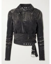 Y. Project - Cutout Bleached Denim Wrap Jacket - Lyst