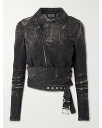 Y. Project - Cutout Bleached Denim Wrap Jacket - Lyst