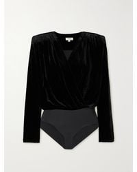 L'Agence - Kallie Velvet And Stretch-Jersey Bodysuit - Lyst